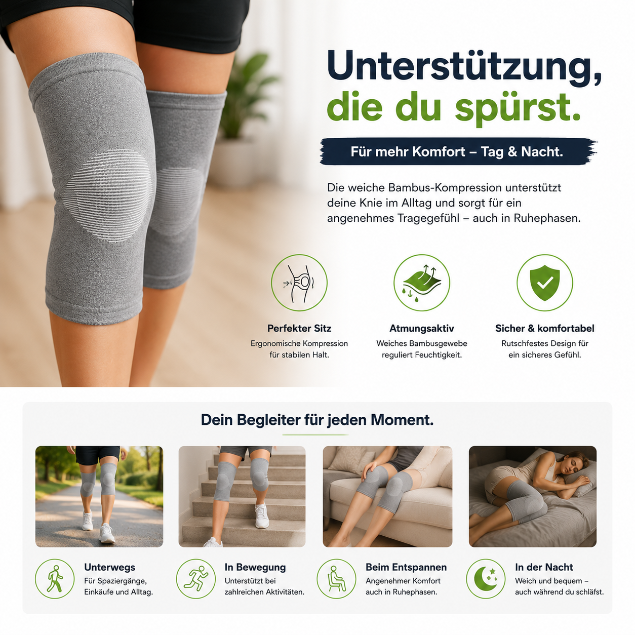 BambuFlex Komfort-Kniebandage für Tag & Nacht